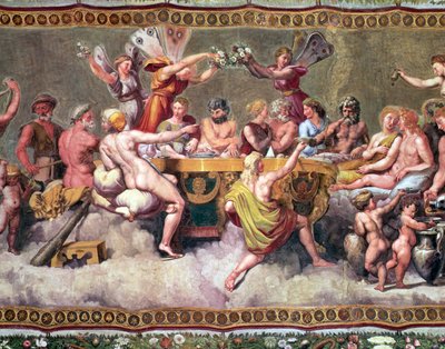 The Banquet of the Gods, Ceiling Painting of the Courtship and Marriage of Cupid and Psyche (detail) by Raffaello Sanzio Raphael